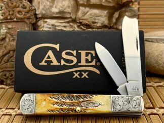 Case XX USA Amazing 6.5 Bone Stag Scrolled Razor Barlow Knife