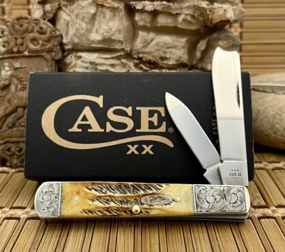 Case XX USA Amazing 6.5 Bone Stag Scrolled Razor Barlow Knife
