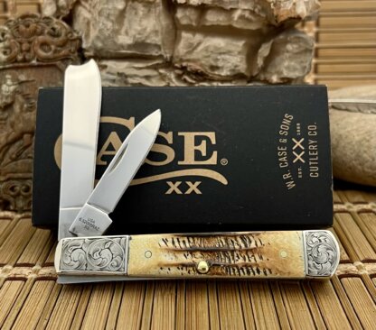 Case XX USA Amazing 6.5 Bone Stag Scrolled Razor Barlow Knife - Image 3