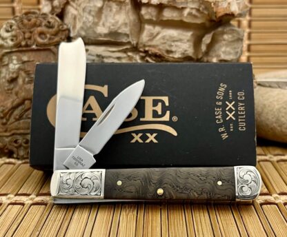 Case XX USA Custom Black Curly Oak Scrolled Razor Barlow Knife - Image 3