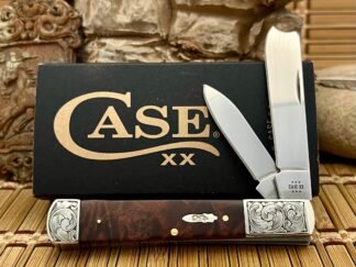 Case XX USA Custom Brown Maple Burl Scrolled Razor Barlow Knife