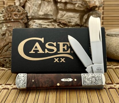 Case XX USA Custom Brown Maple Burl Scrolled Razor Barlow Knife