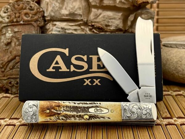 Case XX USA Amazing 6.5 Bone Stag Scrolled Razor Barlow Knife