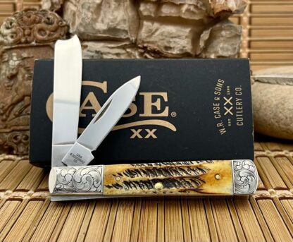 Case XX USA Amazing 6.5 Bone Stag Scrolled Razor Barlow Knife - Image 3