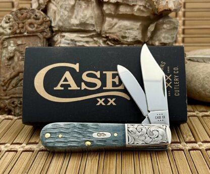 Case XX USA Custom Crandall Jig Gray Bone Scrolled Barlow Knife