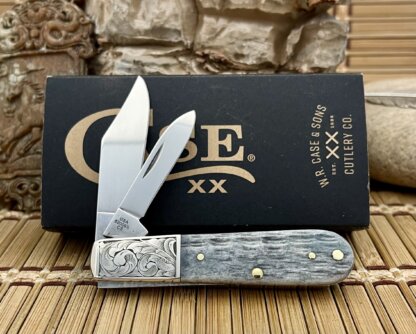 Case XX USA Custom Crandall Jig Gray Bone Scrolled Barlow Knife - Image 3