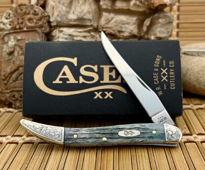 Case XX USA Custom Crandall Gray Bone Scrolled Medium Toothpick Knife