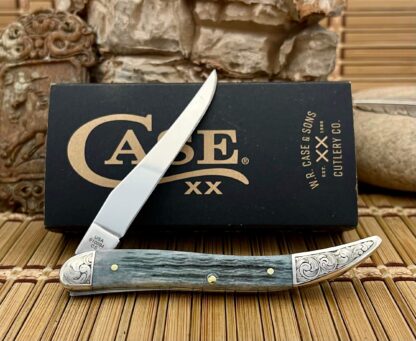 Case XX USA Custom Crandall Gray Bone Scrolled Medium Toothpick Knife - Image 3