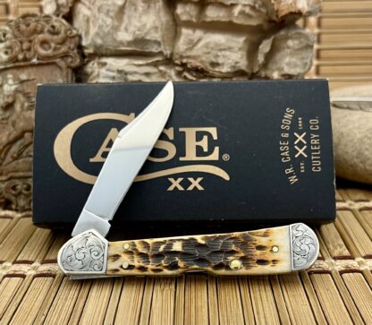 Case XX USA Custom Peachseed Amber Bone Scrolled Mini Copperlock Knife - Image 3
