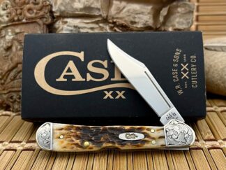 Case XX USA Custom Peachseed Amber Bone Scrolled Mini Copperlock Knife