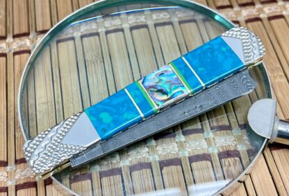 Case XX Wild Horse Custom Abalone & Chrysocolla Damascus Razor Barlow Knife #1 - Image 2