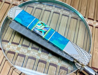 Case XX Wild Horse Custom Abalone & Chrysocolla Damascus Razor Barlow Knife #1 - Image 4