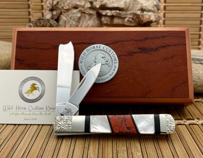 Case XX Wild Horse Custom Mother of Pearl & Red Jasper Razor Barlow Knife #1 - Image 4