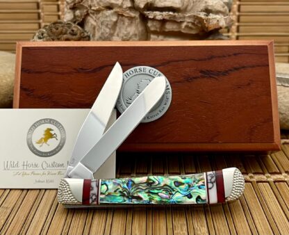 Case XX Wild Horse Custom Abalone & Bloody Jasper Trapper Knife #02 - Image 3
