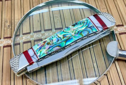 Case XX Wild Horse Custom Abalone & Bloody Jasper Trapper Knife #02 - Image 2