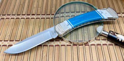Buck 110 USA Wild Horse Custom Blue Swordfish Bill & Turquoise Hunter Knife #1/1 - Image 2