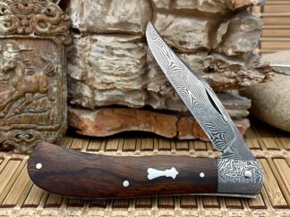 Patrik Francescato Desert Ironwood Mosaic Damascus Slip Joint Trapper Knife