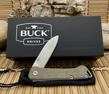 Buck 250 USA Saunter – Green & Black Micarta Slipjoint Knife - Image 2