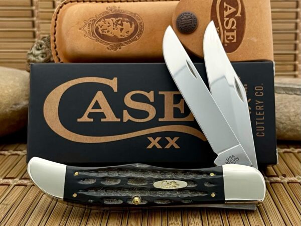Case XX USA Jigged Buffalo Horn 65030 Large Folding Hunter Knife w/Sheath