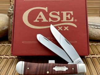 Case XX USA 2025 Smooth Brown Curly Maple 10849 Trapper Knife w/Cigar Box
