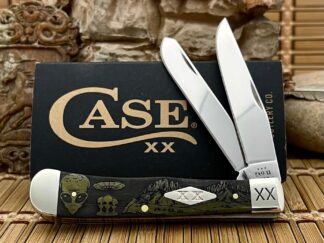 Case XX USA Smooth Olive Bone AREA 51 / UFO Alien Trapper 1/500 Knife NEW