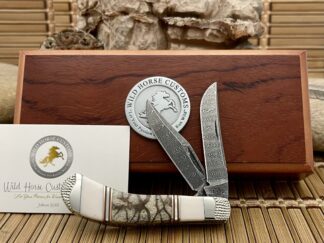 Case XX Wild Horse Custom Tiger Coral & Brown Lip Pearl Damascus Saddlehorn Knife #1