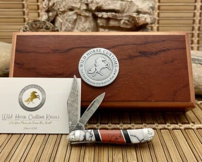 Case XX Wild Horse Custom Red Jasper & Black Jet Damascus Peanut Knife #1 - Image 3