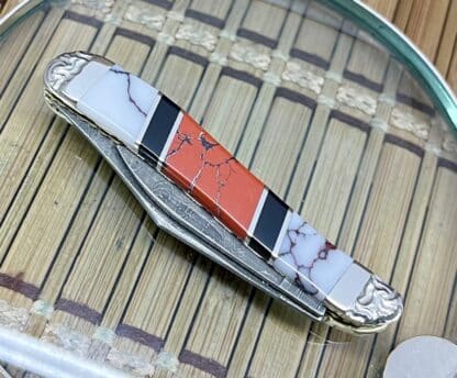 Case XX Wild Horse Custom Red Jasper & Black Jet Damascus Peanut Knife #1 - Image 4