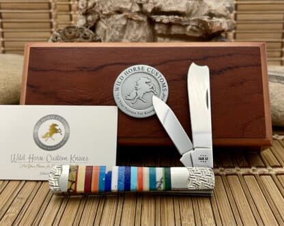 Case XX Wild Horse Custom Exotic PATCHWORK Gemstone Razor Barlow Knife #01