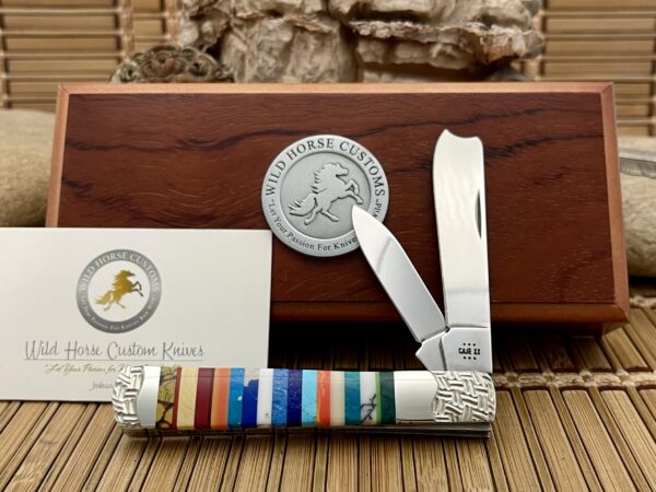 Case XX Wild Horse Custom Exotic PATCHWORK Gemstone Razor Barlow Knife #01