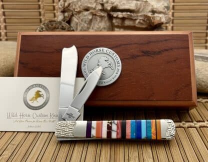 Case XX Wild Horse Custom Exotic PATCHWORK Gemstone Razor Barlow Knife #01 - Image 3