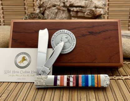 Case XX Wild Horse Custom Exotic PATCHWORK Gemstone Razor Barlow Knife #01 - Image 3