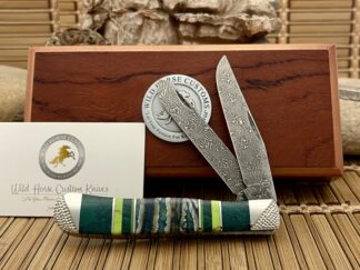 Case XX Wild Horse Custom Mammoth Tooth & Malachite Damascus Trapper Knife #1/1