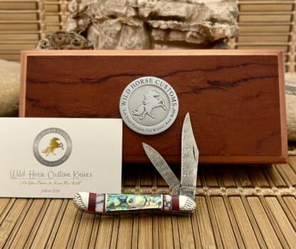 Case XX Wild Horse Custom Abalone & Bloody Jasper Damascus Peanut Knife #2