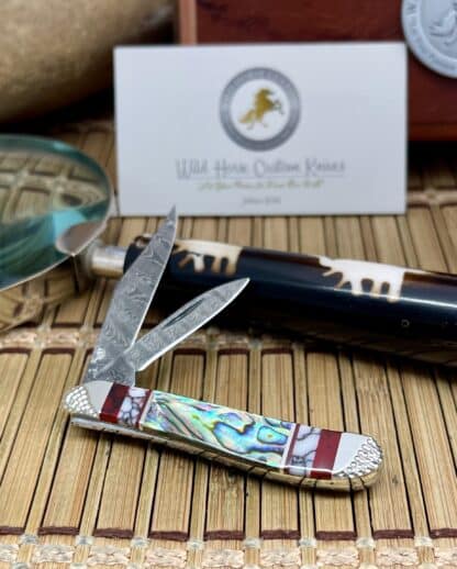 Case XX Wild Horse Custom Abalone & Bloody Jasper Damascus Peanut Knife #2 - Image 3