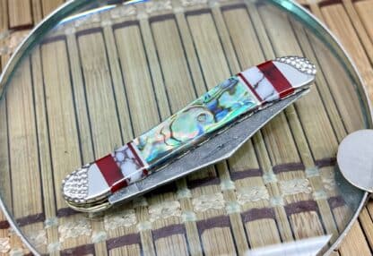 Case XX Wild Horse Custom Abalone & Bloody Jasper Damascus Peanut Knife #2 - Image 2