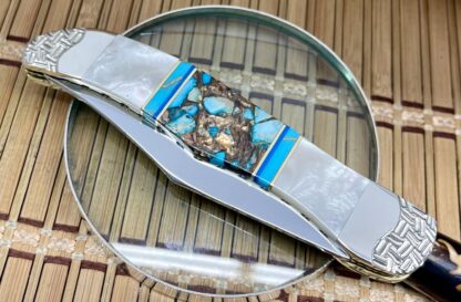 Case XX Wild Horse Custom Gold Infused Bisbee Turquoise Folding Hunter Knife #01 - Image 4
