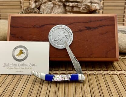 Case XX Wild Horse Custom Abalone & Lapis Lazul Damascus Toothpick Knife #1