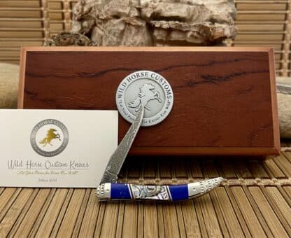 Case XX Wild Horse Custom Abalone & Lapis Lazul Damascus Toothpick Knife #1 - Image 3
