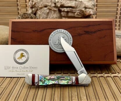 Case XX Wild Horse Custom Abalone & Bloody Jasper Mini Copperlock Knife #02