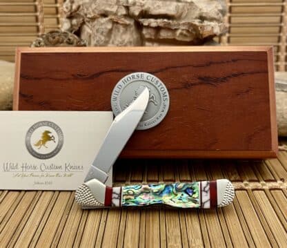 Case XX Wild Horse Custom Abalone & Bloody Jasper Mini Copperlock Knife #02 - Image 3