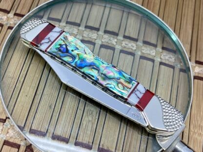 Case XX Wild Horse Custom Abalone & Bloody Jasper Mini Copperlock Knife #02 - Image 4