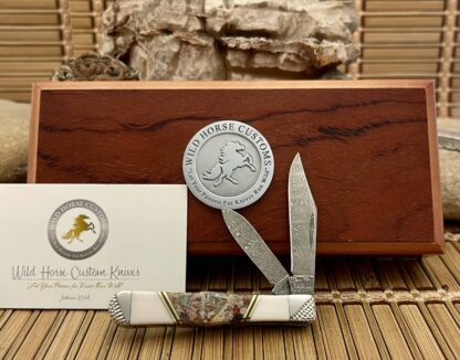 Case XX Wild Horse Custom Red Brown Jasper Damascus Swell Center Jack Knife #1/1