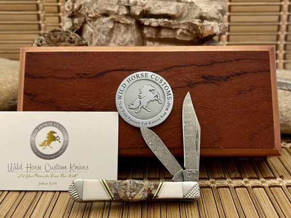 Case XX Wild Horse Custom Red Brown Jasper Damascus Swell Center Jack Knife #1/1