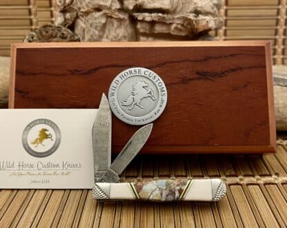 Case XX Wild Horse Custom Red Brown Jasper Damascus Swell Center Jack Knife #1/1 - Image 3