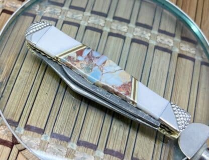 Case XX Wild Horse Custom Red Brown Jasper Damascus Swell Center Jack Knife #1/1 - Image 4