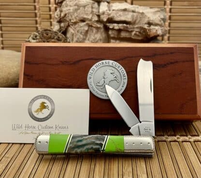Case XX Wild Horse Custom Exotic Mammoth Tooth & Gaspeite Razor Barlow Knife #1/1