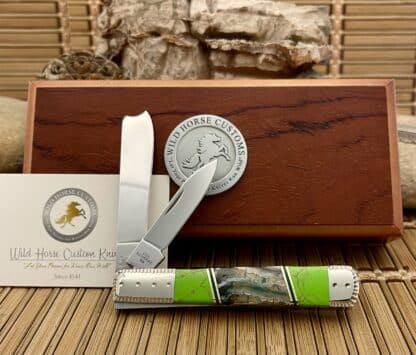 Case XX Wild Horse Custom Exotic Mammoth Tooth & Gaspeite Razor Barlow Knife #1/1 - Image 3