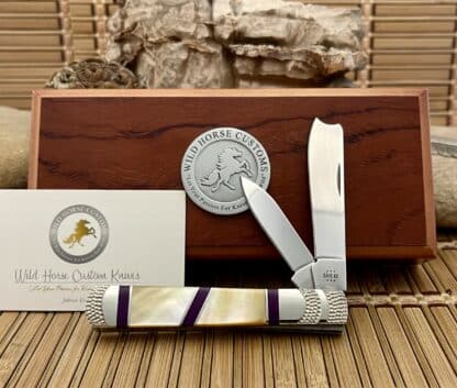 Case XX Wild Horse Custom Gold Lip Pearl & Sugalite Razor Barlow Knife #1