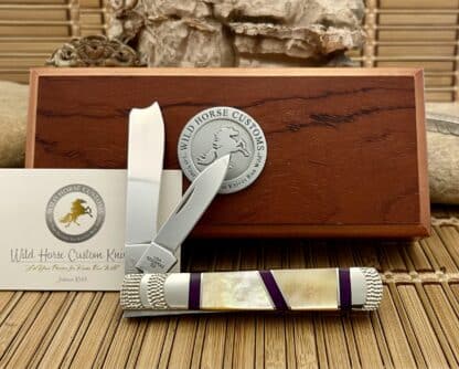 Case XX Wild Horse Custom Gold Lip Pearl & Sugalite Razor Barlow Knife #1 - Image 3
